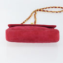 CHANEL Matelasse Chain Shoulder Bag Suede Pink Gold CC Auth 147807-5