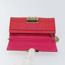 Christian Dior Canage Long Wallet Enamel Pink Gold Auth 147811-20