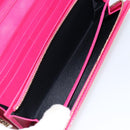 Christian Dior Canage Long Wallet Enamel Pink Gold Auth 147811-11