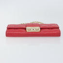 Christian Dior Canage Long Wallet Enamel Pink Gold Auth 147811-5