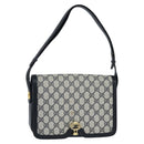 GUCCI GG Supreme Shoulder Bag PVC Navy Gold Auth 147854-1