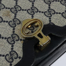 GUCCI GG Supreme Shoulder Bag PVC Navy Gold Auth 147854-14