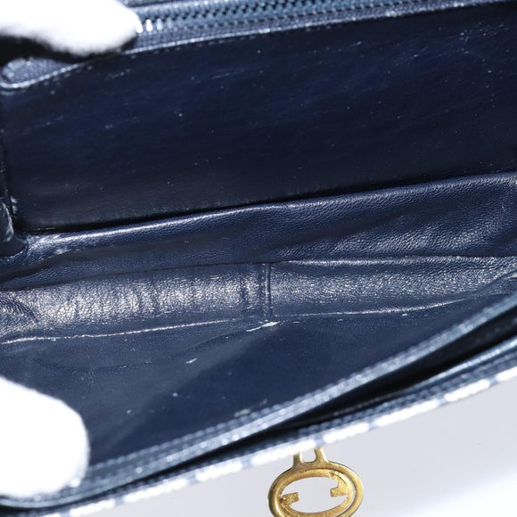 GUCCI GG Supreme Shoulder Bag PVC Navy Gold Auth 147854