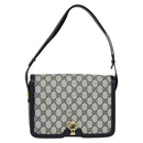 GUCCI GG Supreme Shoulder Bag PVC Navy Gold Auth 147854-2
