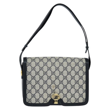 GUCCI GG Supreme Shoulder Bag PVC Navy Gold Auth 147854 - 0
