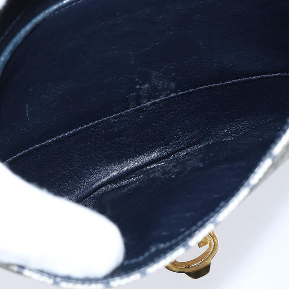 GUCCI GG Supreme Shoulder Bag PVC Navy Gold Auth 147854