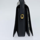 GUCCI GG Supreme Shoulder Bag PVC Navy Gold Auth 147854-4