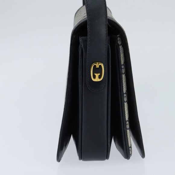 GUCCI GG Supreme Shoulder Bag PVC Navy Gold Auth 147854