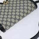 GUCCI GG Supreme Shoulder Bag PVC Navy Gold Auth 147854-6