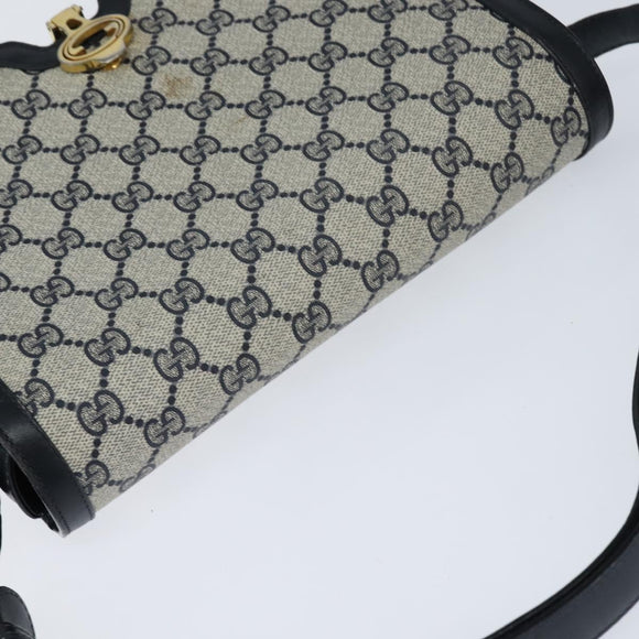 GUCCI GG Supreme Shoulder Bag PVC Navy Gold Auth 147854