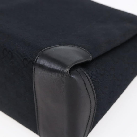 GUCCI GG Canvas Shoulder Bag Black Gold Auth 147856
