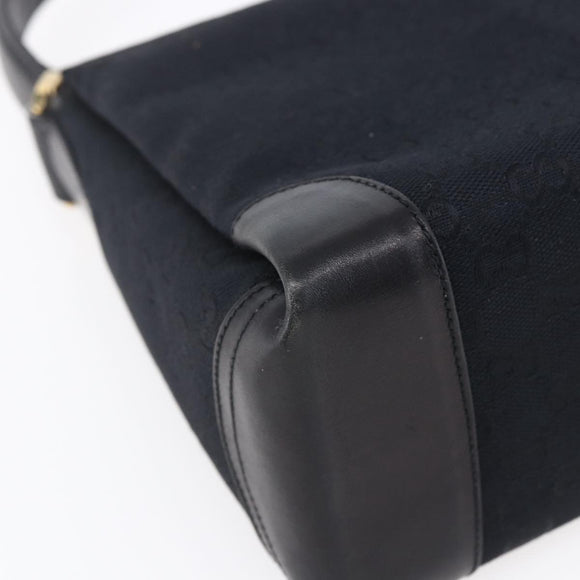 GUCCI GG Canvas Shoulder Bag Black Gold Auth 147856