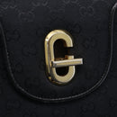 GUCCI GG Canvas Shoulder Bag Black Gold Auth 147856-14