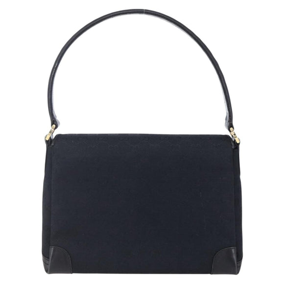 GUCCI GG Canvas Shoulder Bag Black Gold Auth 147856