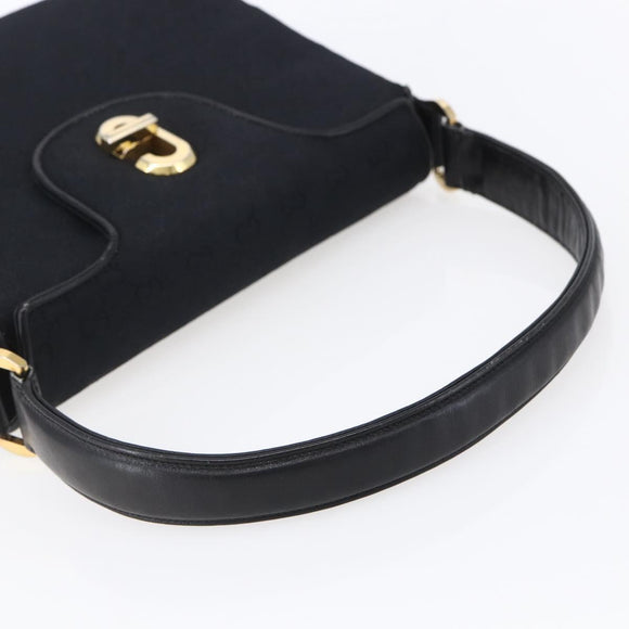 GUCCI GG Canvas Shoulder Bag Black Gold Auth 147856