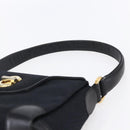 GUCCI GG Canvas Shoulder Bag Black Gold Auth 147856-8