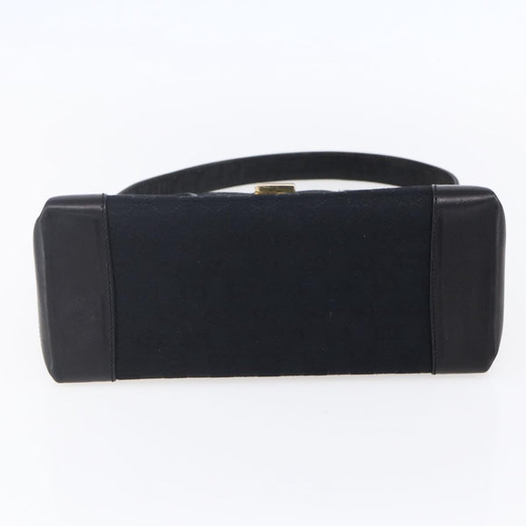 GUCCI GG Canvas Shoulder Bag Black Gold Auth 147856