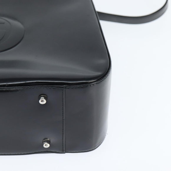 GUCCI Hand Bag Enamel 2way Black Silver 000 2058 0504 5 Auth 147858