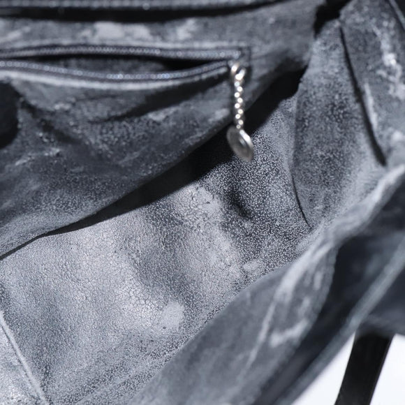 GUCCI Hand Bag Enamel 2way Black Silver 000 2058 0504 5 Auth 147858