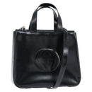 GUCCI Hand Bag Enamel 2way Black Silver 000 2058 0504 5 Auth 147858-1