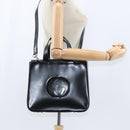 GUCCI Hand Bag Enamel 2way Black Silver 000 2058 0504 5 Auth 147858-22