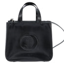 GUCCI Hand Bag Enamel 2way Black Silver 000 2058 0504 5 Auth 147858-13