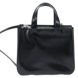 GUCCI Hand Bag Enamel 2way Black Silver 000 2058 0504 5 Auth 147858 - 0