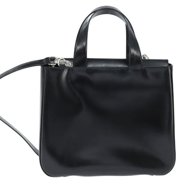 GUCCI Hand Bag Enamel 2way Black Silver 000 2058 0504 5 Auth 147858 - 0