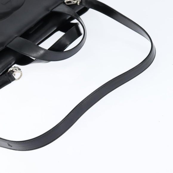 GUCCI Hand Bag Enamel 2way Black Silver 000 2058 0504 5 Auth 147858