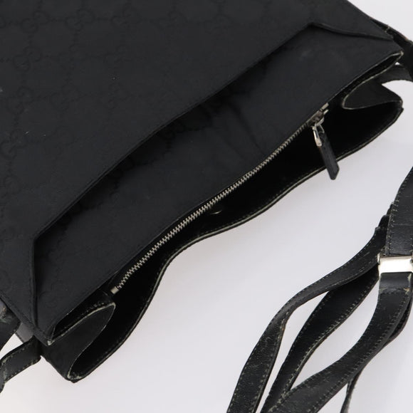 GUCCI GG Canvas Shoulder Bag Black Auth 147859