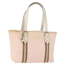 GUCCI GG Canvas Sherry Line Tote Bag Gold Pink khaki 137396 Auth 147863-1