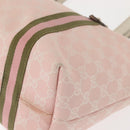 GUCCI GG Canvas Sherry Line Tote Bag Gold Pink khaki 137396 Auth 147863-15