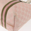 GUCCI GG Canvas Sherry Line Tote Bag Gold Pink khaki 137396 Auth 147863-17