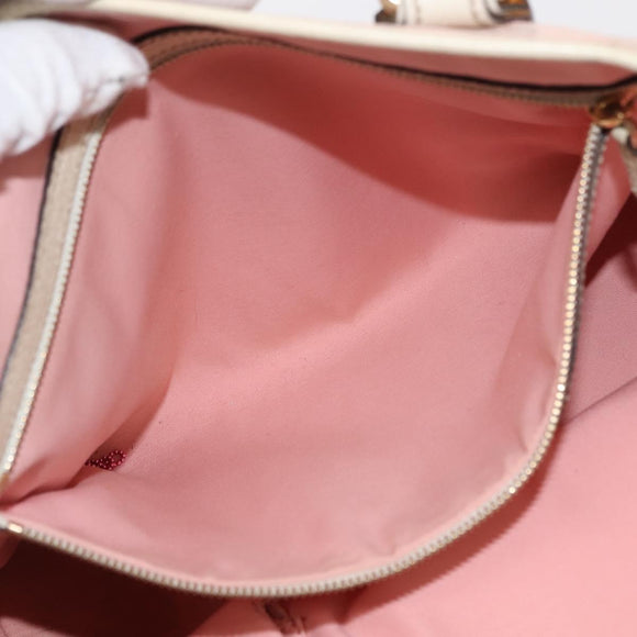 GUCCI GG Canvas Sherry Line Tote Bag Gold Pink khaki 137396 Auth 147863