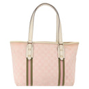 GUCCI GG Canvas Sherry Line Tote Bag Gold Pink khaki 137396 Auth 147863-2