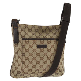 GUCCI GG Canvas Shoulder Bag Beige Silver 122793 Auth 147865