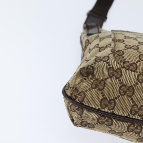 GUCCI GG Canvas Shoulder Bag Beige Silver 122793 Auth 147865