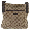 GUCCI GG Canvas Shoulder Bag Beige Silver 122793 Auth 147865-13