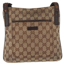 GUCCI GG Canvas Shoulder Bag Beige Silver 122793 Auth 147865-13