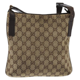 GUCCI GG Canvas Shoulder Bag Beige Silver 122793 Auth 147865 - 0