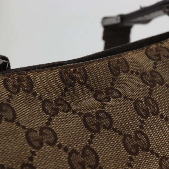 GUCCI GG Canvas Shoulder Bag Beige Silver 122793 Auth 147865