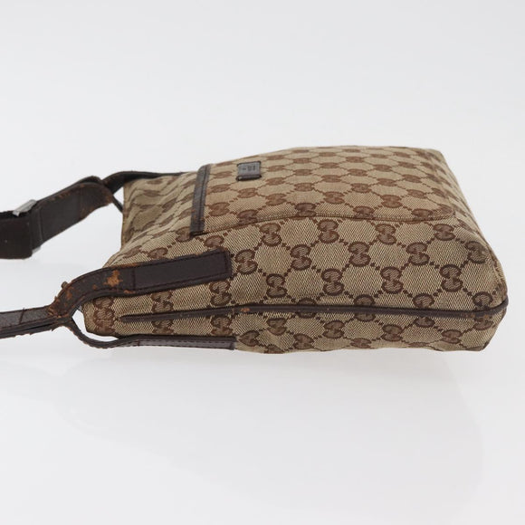 GUCCI GG Canvas Shoulder Bag Beige Silver 122793 Auth 147865