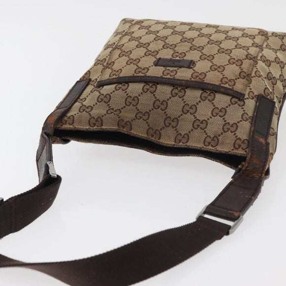 GUCCI GG Canvas Shoulder Bag Beige Silver 122793 Auth 147865