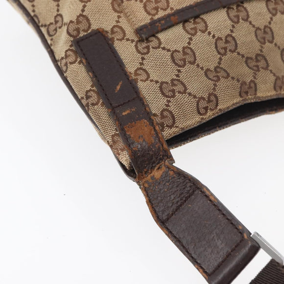 GUCCI GG Canvas Shoulder Bag Beige Silver 122793 Auth 147865