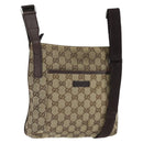 GUCCI GG Canvas Shoulder Bag Beige Silver 122793 Auth 147867-1