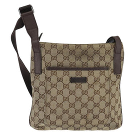 GUCCI GG Canvas Shoulder Bag Beige Silver 122793 Auth 147867 - 0