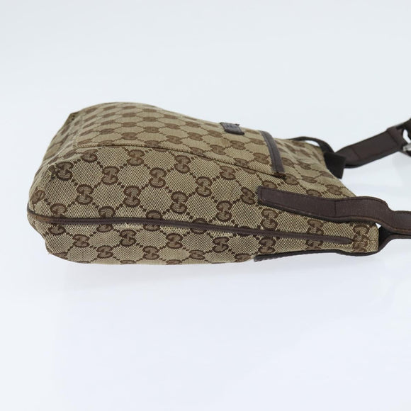 GUCCI GG Canvas Shoulder Bag Beige Silver 122793 Auth 147867