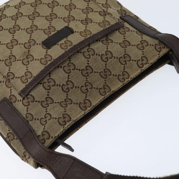 GUCCI GG Canvas Shoulder Bag Beige Silver 122793 Auth 147867