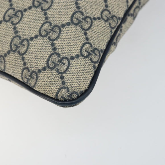 GUCCI GG Supreme Shoulder Bag PVC Navy Silver 201446 Auth 147869