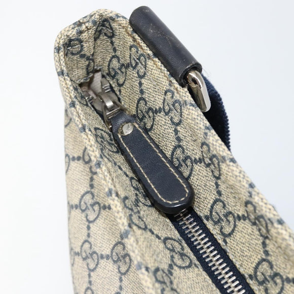 GUCCI GG Supreme Shoulder Bag PVC Navy Silver 201446 Auth 147869